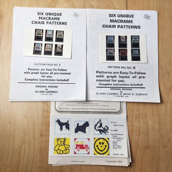 Lot of 18 Lawn Chair Macrame Patterns Animals Birds Eagle Fish Vintage Retro - Picture 1 of 9